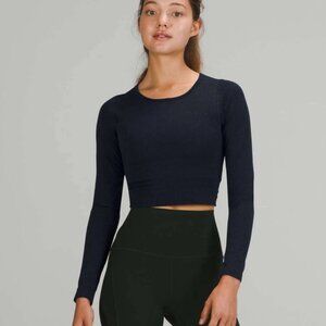 Lululemon Ebb to Street Long Sleeve Black Shirt Top  Women's Size 4